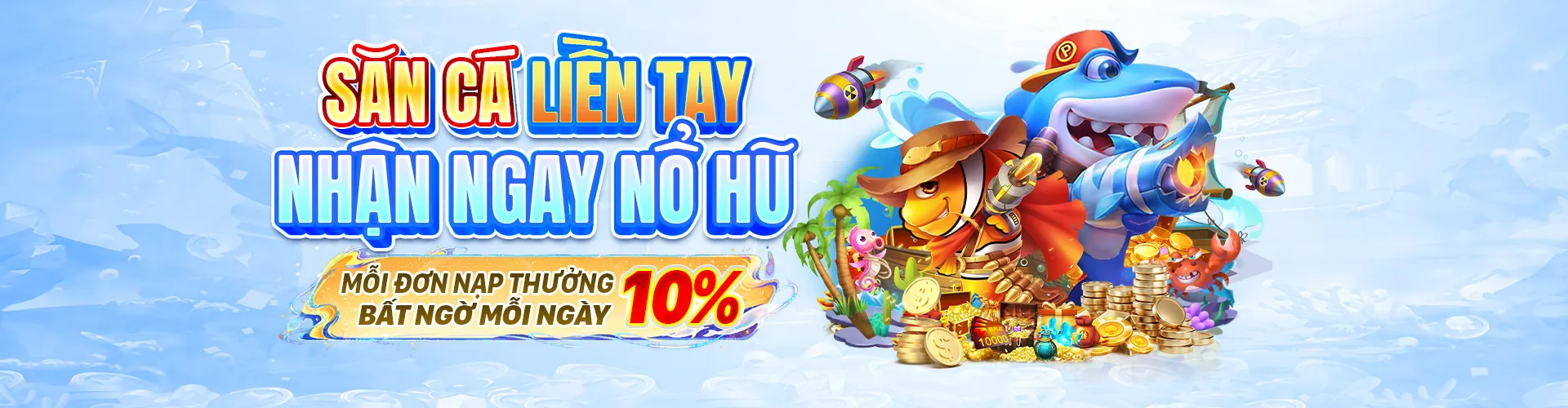 Hình ảnh đại dương rực rỡ với cá và súng bắn cá, minh họa chiến thuật săn cá tại Choáng hiện đang mở